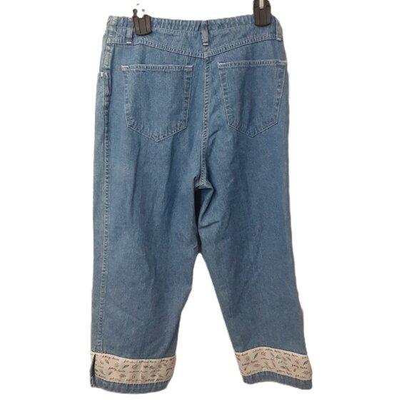 Vintage Christopher & Banks Jean Crop Pants Sz 10 Fall Y2K Pockets Zip/Button - Picture 4 of 13